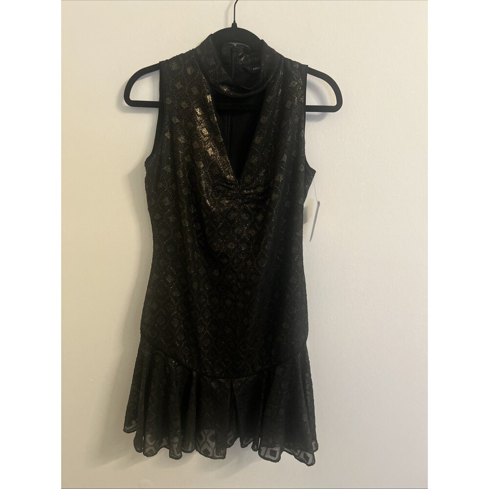 Women’s Karen Millen black and gold metallic dress, Size 6, New With Tags